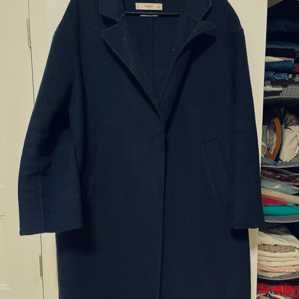 Mango Dark Blue wool coat